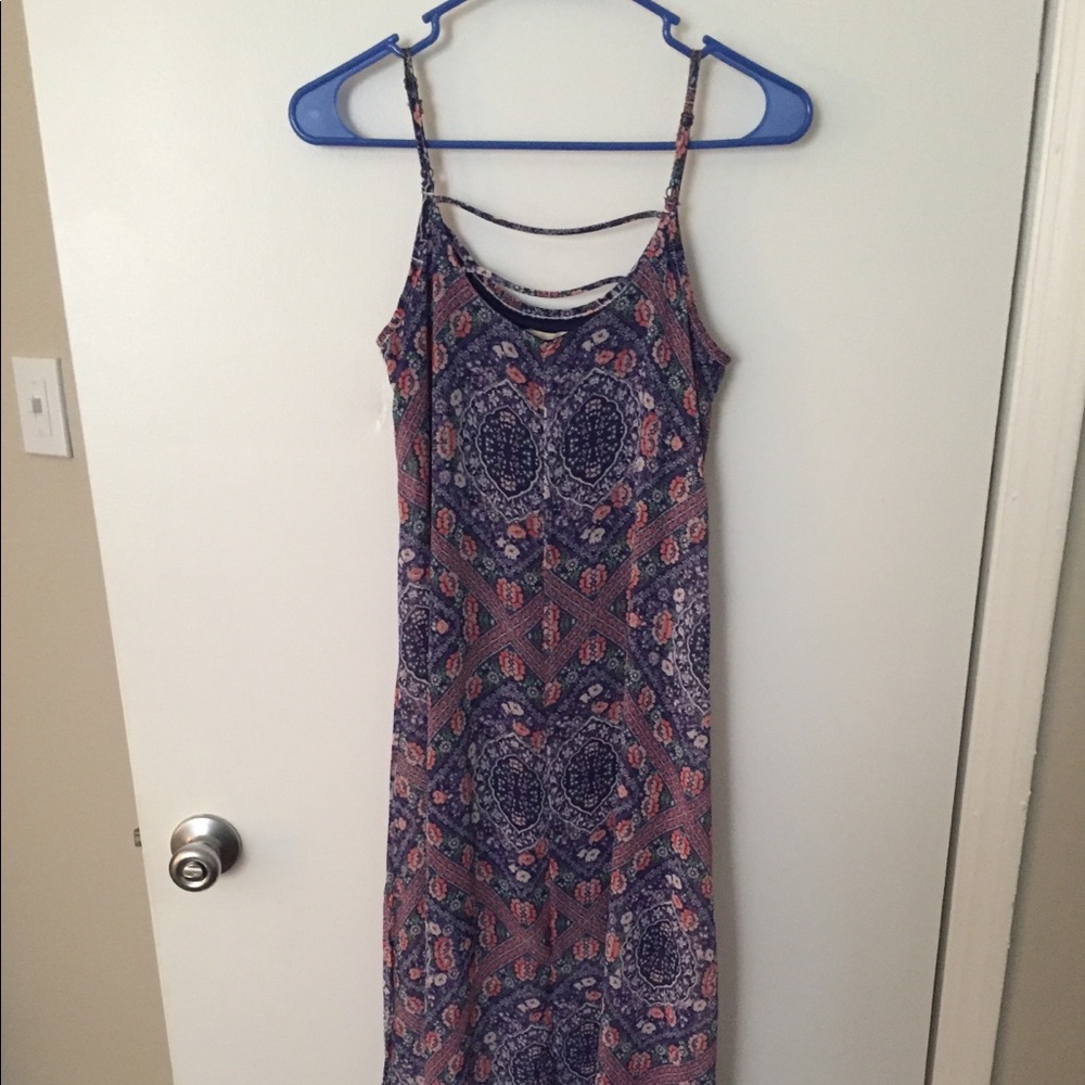 Blue and pink floral maxi dress